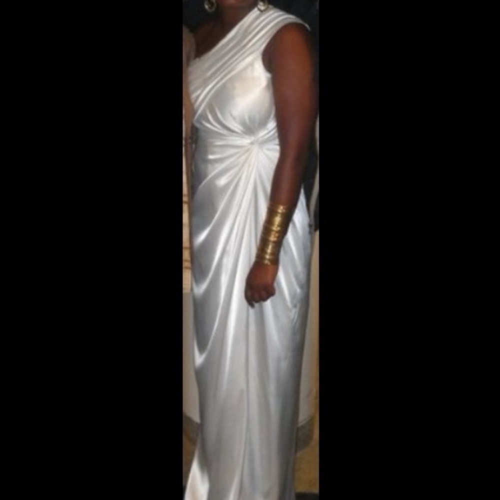 Adrianna Papell 🖤BLACK 🖤one shoulder satin long gown - Picture 6 of 13